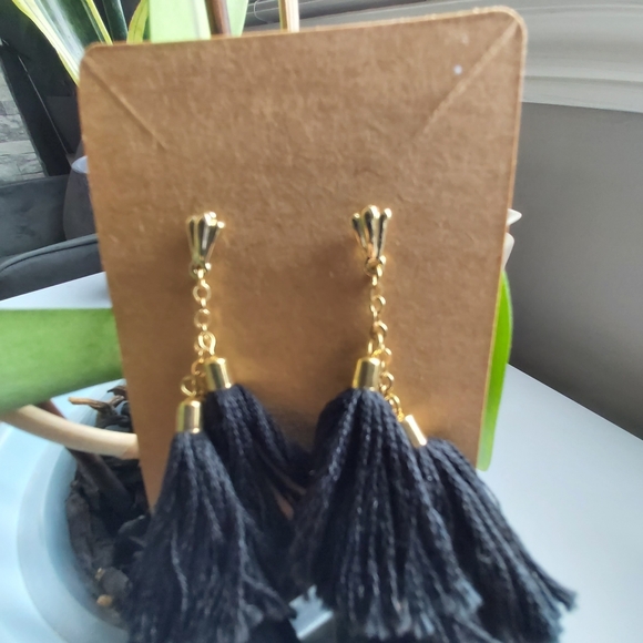 Ettika black and gold day dreamer tassel earings; size 3.5" long - Picture 7 of 7